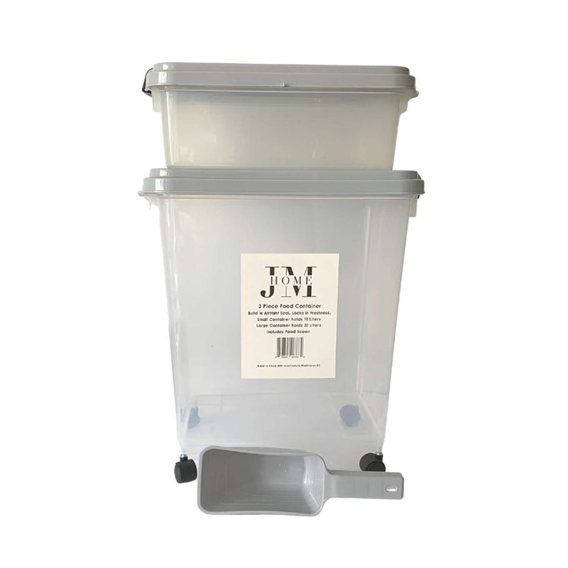3-piece galvanized steel dog food container set Stackable 3-Piece Plastic Dog Food Container/Organizer Set