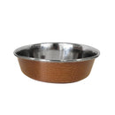 brown striped stainless steel dog bowl 29 ounce capacity