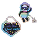 we are dreamers plush dog toy combo heart and space panda dog toys